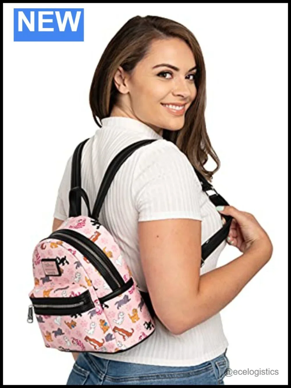 Loungefly Disney Cats Backpack Handbag Print Cheshire Aristocats Pink